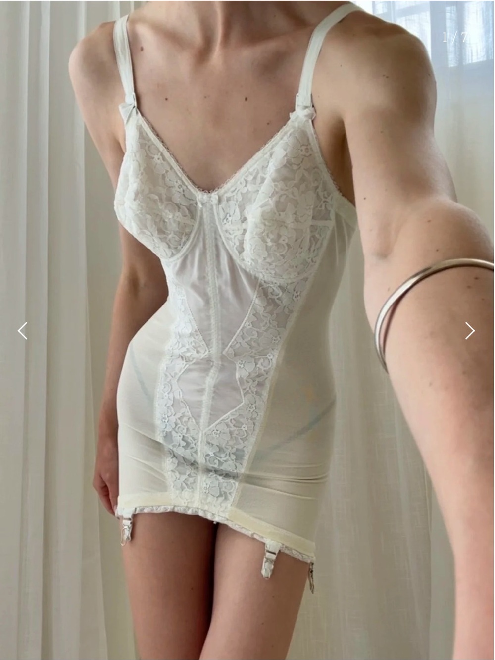 Sheer Lace Shapewear Slip Dress - White